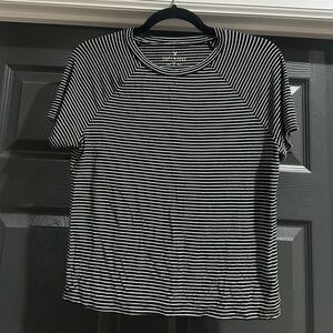 American Eagle Outfitters Black and White Striped Tee